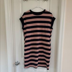 DONATING SOON! Striped Pink and Navy T-Shirt Dress